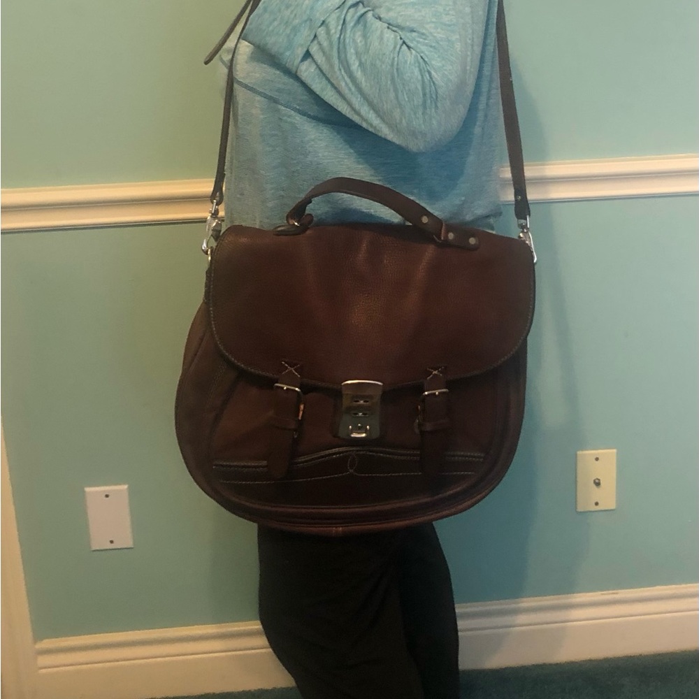 Large leather messenger bag